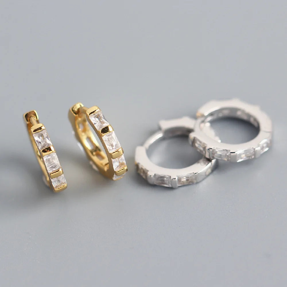 High Quality New Design INS 925 Sterling Silver Jewelry Cubic Zirconia Cute Hoop Earrings Women