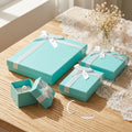 Portable Hot Welcome Cardboard Elegant Ribbon Bow Jewelry Paper Gift Box Fine Jewelry Rings Box Packaging Gift Boxes