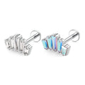 2025 Titanium Premium Body Piercing Jewelry G23 Labret 16g Zircon Stud 5 Rectangular Top with Gold Plating for Weddings