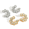 Women's Vintage Vintage Heart Shape Stud Earrings Mesh Line Texture Large Chunky Design for Gift Made of Hollow Stainless Steel