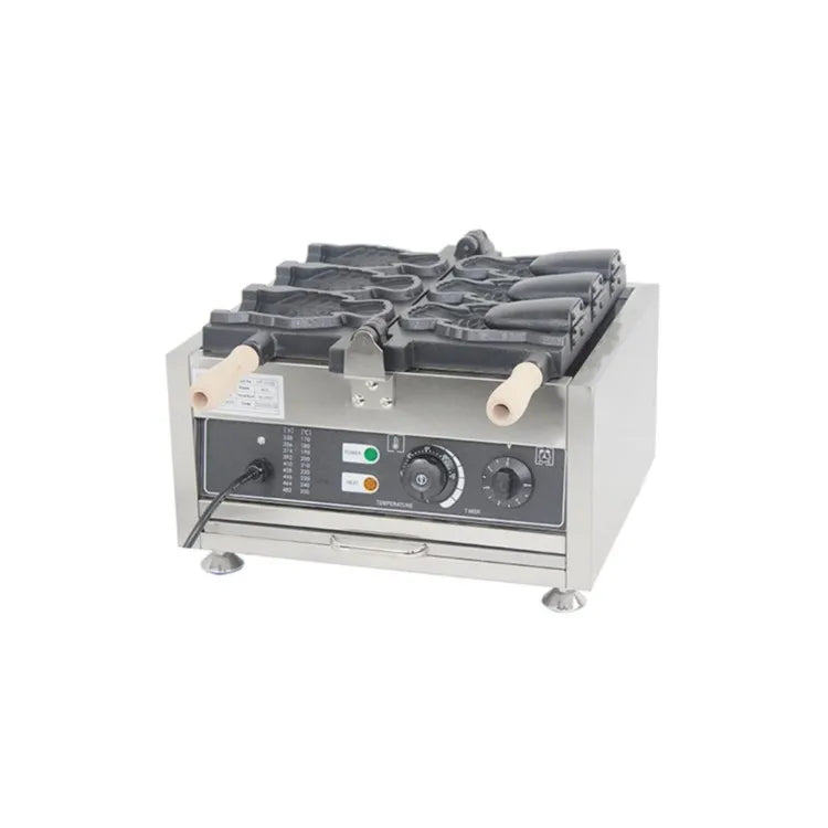 Long Working Life Stainless China Factory Commercial Bear Cake Waffle Maker Suppliers Taiyaki Ice Cream Cone Machine with 3 Fish