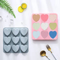 9-Grid Love Shape Silicone Mold 3D Commercial Disposable Bread Cake and Chocolate Baking Pan for DIY Decorative Purpose