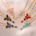 AA016254 Zircon Fashion Necklace Colorful Light Luxury High Grade Butterfly Necklace