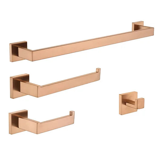 Luxury Rose Gold Hotel Bathroom Wall-Mounted Sanitary Kit Four-piece Stainless Steel Fittings Accessories Set Eco-Friendly