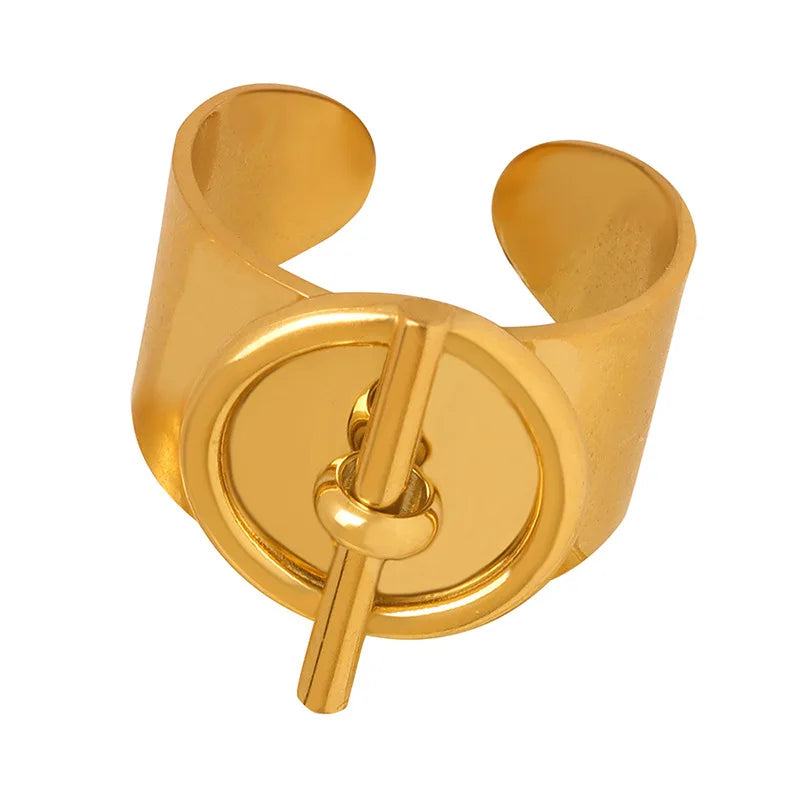 2026 Wholesale Trendy Women Hand Jewelry Female Accessories Water Proof Hip Hop Chunky 18 k Gold Plated Stainless Steel Ring