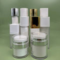 Wholesale Custom White Transparent Round Tube Cosmetic Packaging 15ml 30ml 50ml Material Serum Bottle Airless Pump Bottle