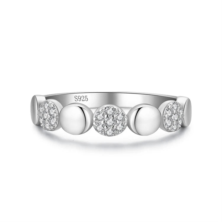 Fashion Women 925 Sterling Silver Fine Full Pave Setting Zircon Diamond Ring