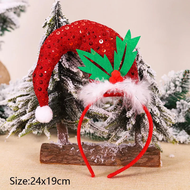 Christmas Headband Santa Tree Elk Antlers Hair Accessories for Girls Headwear Reindeer Ornaments Elk Ears Christmas Decorations