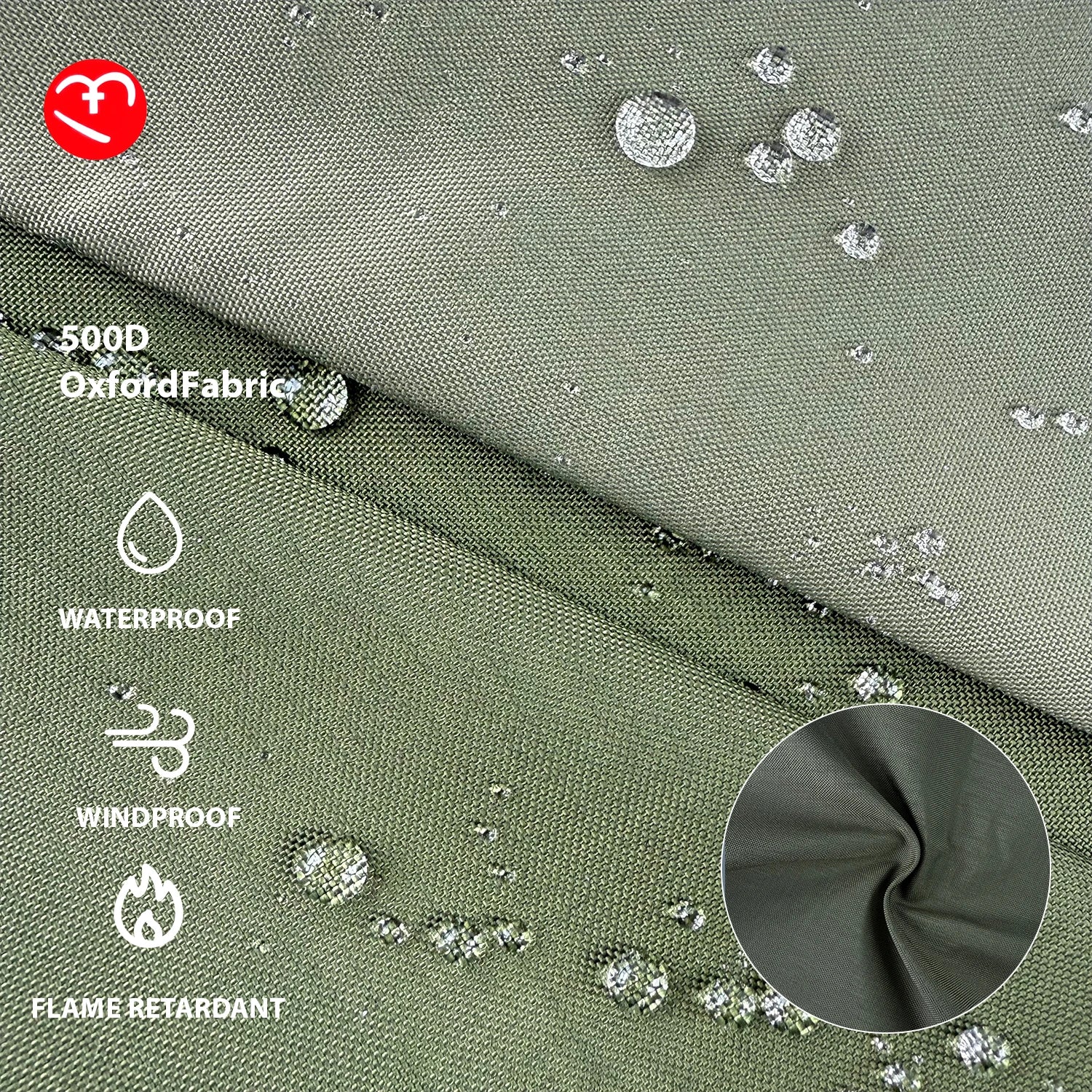 Waterproof and High Strength Olive Green 500D Nylon66 Cordura Oxford Fabric for Bag Nylon Oxford Fabric