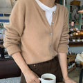 OEM Casual Knitted Women's Cardigan Sweater Custom Logo Button Designer Computer Knitted Chunky Knitwear for Winter Front Logo