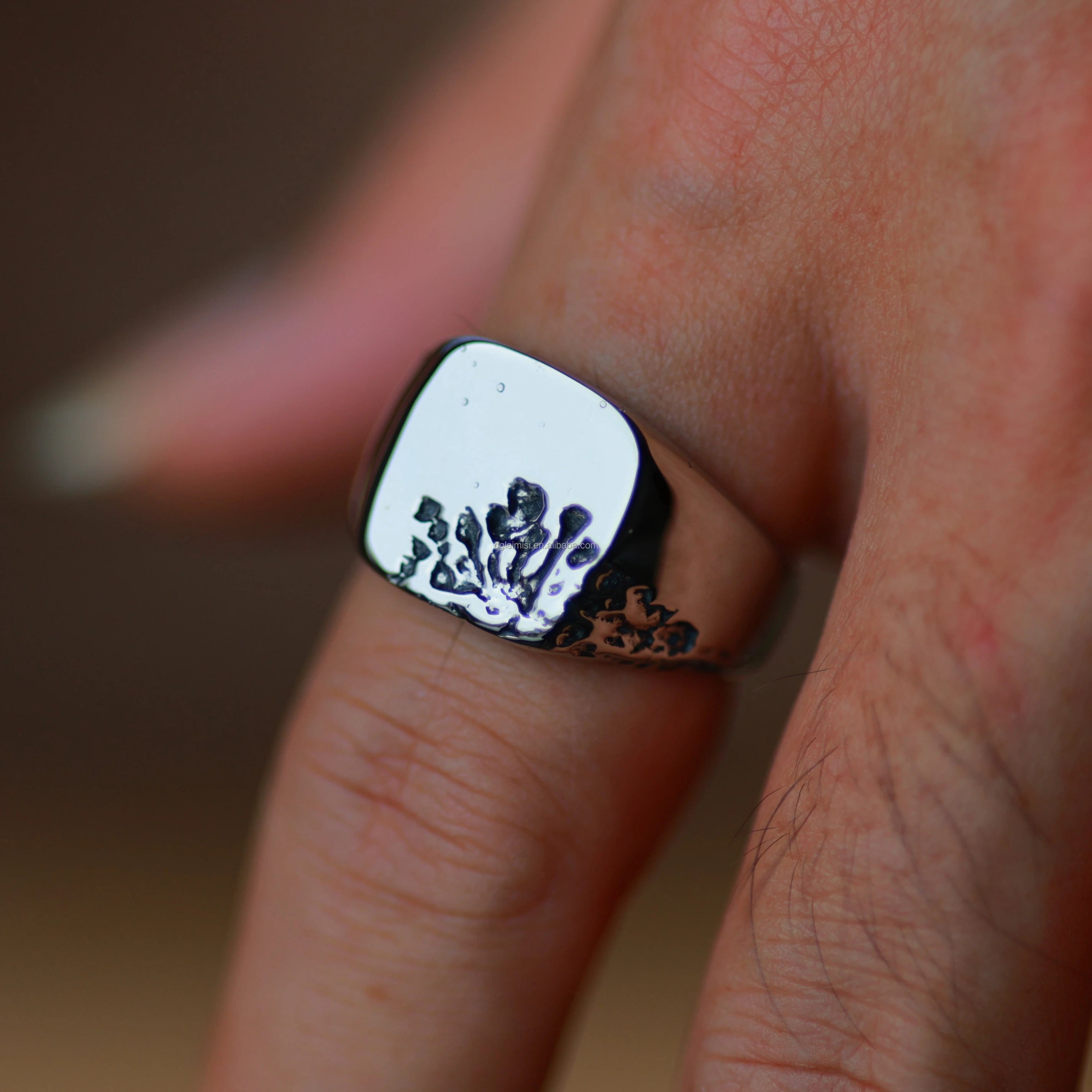 Custom Cool Rock Roll Stainless Steel Fashion Jewelry Irregular Hip Hop Exquisite Design Vintage Mens Signet Ring