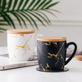 Manufacturer Direct Luxury Marble-Style Ceramic Coffee Cup Saucer Set Large Capacity Cappuccino/Latte Custom Logo Tea Mug