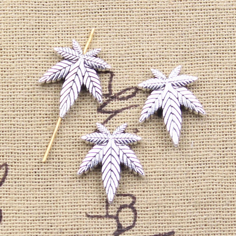 18x15x3mm Maple Leaves 1mm Bead Charm Fits Bronze Silver Color Big Hole Beads Charms for Bracelets DIY Making Fit