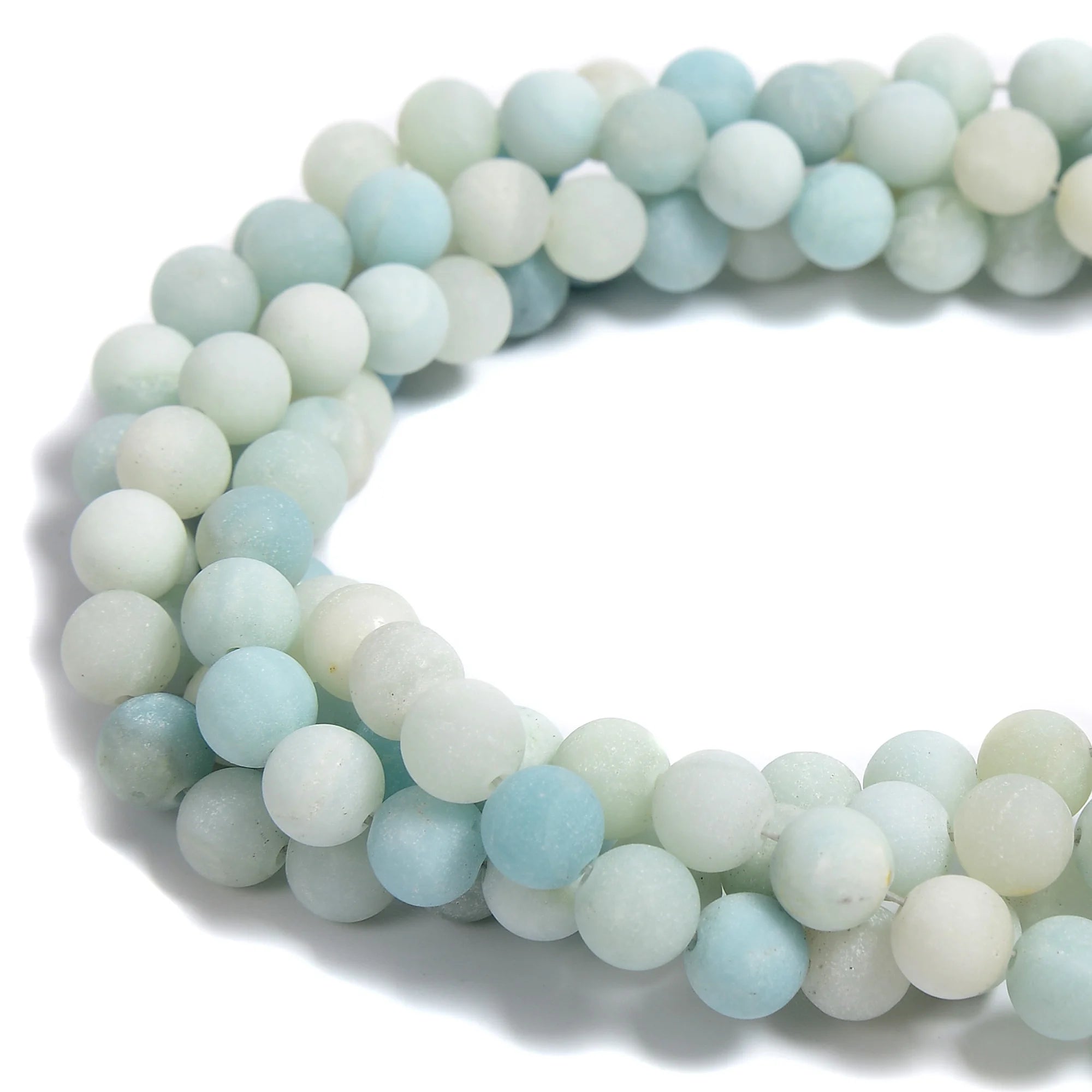 Blue Amazonite Frosted Matte Round Gemstone Natural Stone Loose Beads for Jewelry Bracelet Necklace Making DIY 4mm 6mm 8mm 10mm