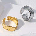 Smooth Wide Irregular Shape Band Rings Adjustable Opening Stainless Steel Irregularity Ring for Women Lady Female Finger Rings