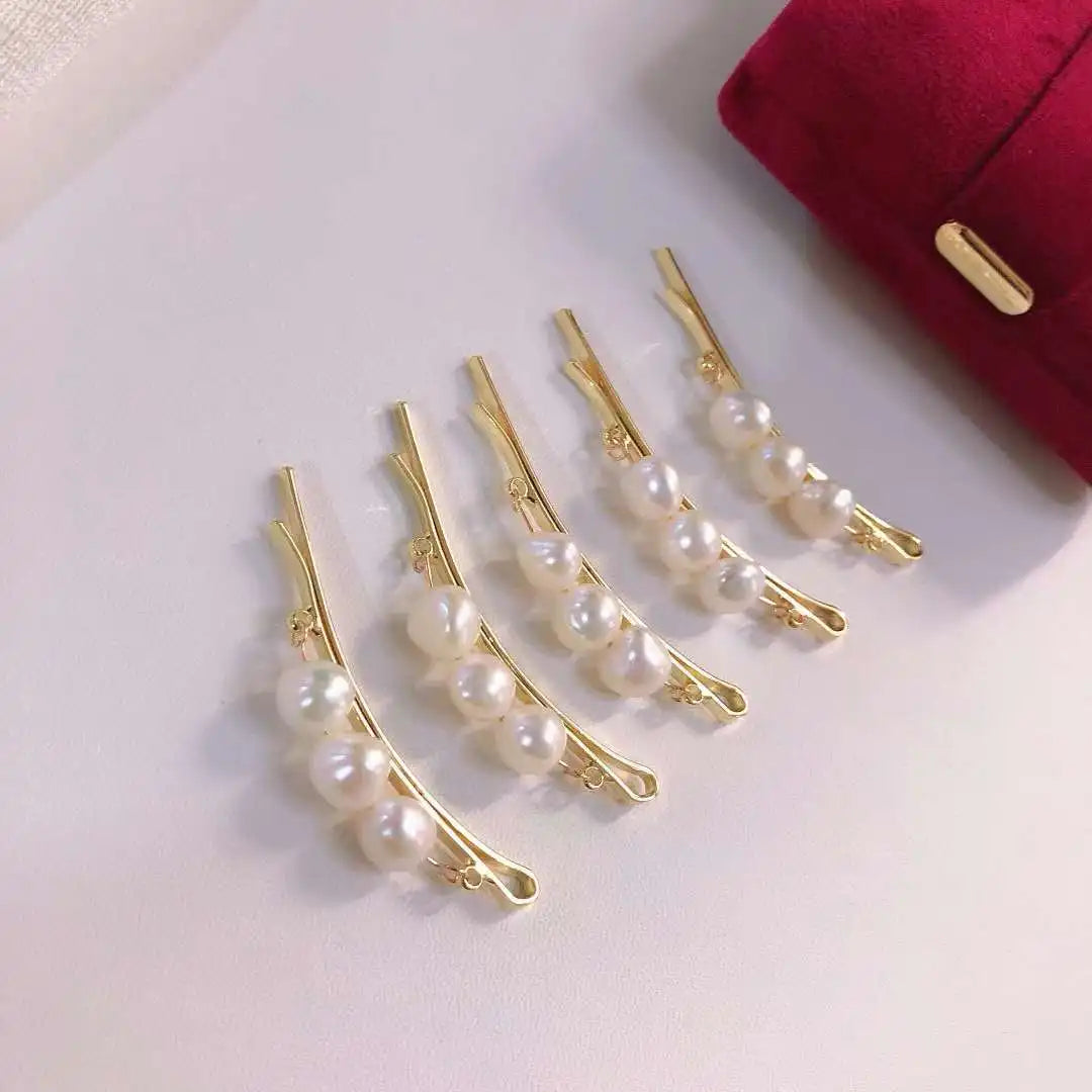Antique Ladies Hairpin with Natural Fritillary & Ebony Freshwater Pearl for Wedding & Anniversary