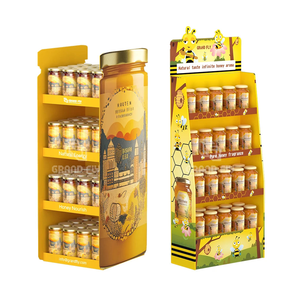 Custom Cardboard Honey Cardboard Floor Display Stand Rack for Honey