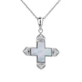 925 Silver Steel Abalone Shell Cross Urn Pendant Necklace for Woman