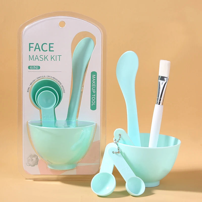 Face Mask Mixing Bowl Set 6 Pcs DIY Facemask Mixing Tool Kit With Facial Mask Bowl Stick Spatula Silicone Brush Gauges