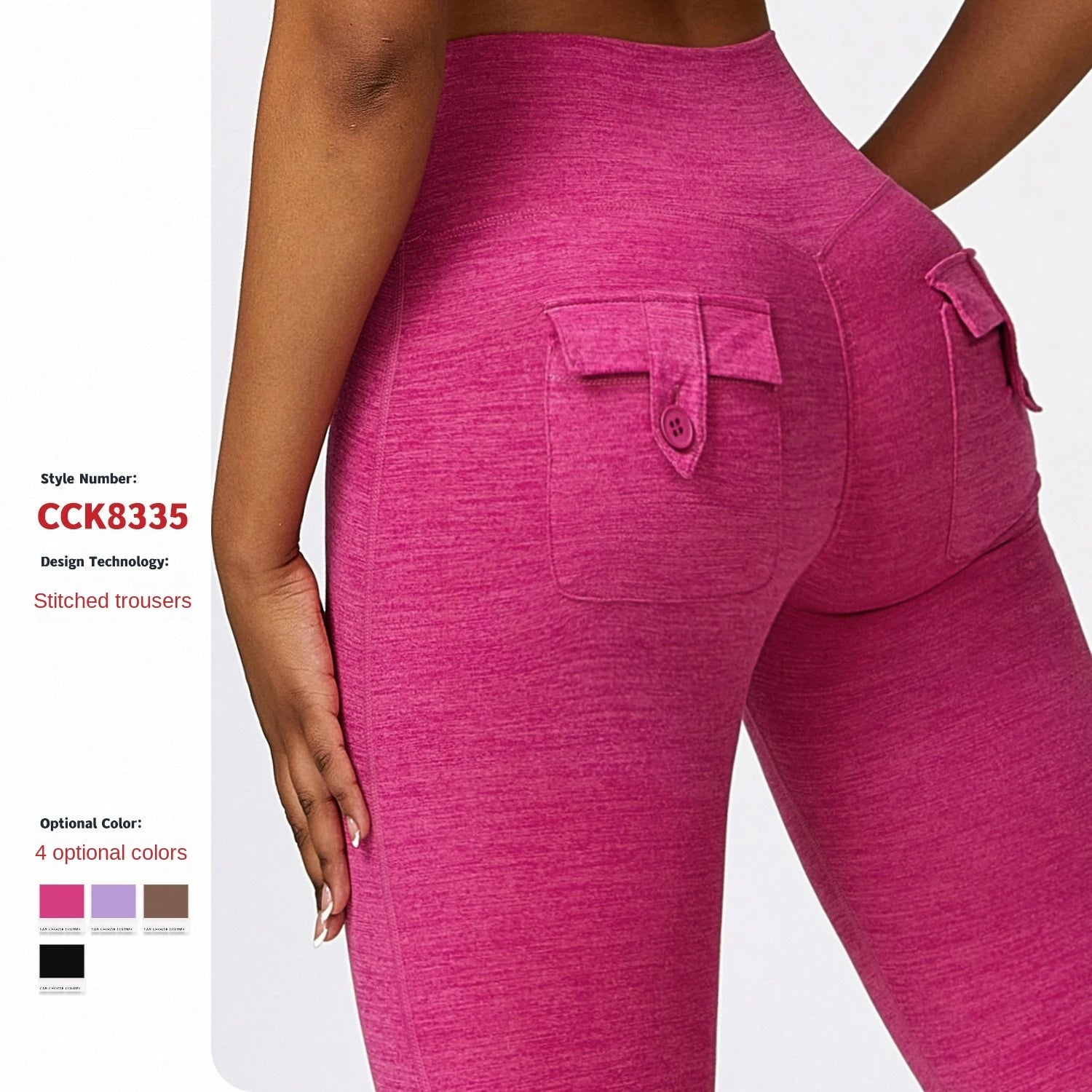 Fashion Matte High Waisted Yoga Pants Cationic Work Clothes Pocket Buttocks Lifting Tight Fitting Women Sports Pants83358335