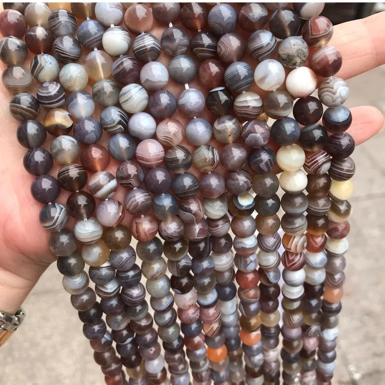 Wholesale Healing Crystal Loose Bead 4mm 6mm 8mm 10mm Round Quartz Natural Genuine Stone Beads Botswana Agate for Jewelry Making
