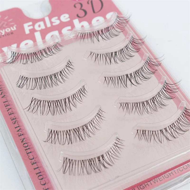 Abestyou 5pairs 10mm clear Band Vegan Eyelash Extensions d Curl Russian Eyelashes clear Band Lashes Invisible Band Lashes