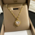 Sparkling Iced Out Crystal Rhinestone Heart Pendant Necklace Brilliant Stainless Steel Heart Necklace for Women Girls 2023