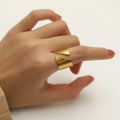 Simple Personality PVD 18K Gold Index Finger Joint Ring Stainless Steel Bevel Open Finger Ring for Woman