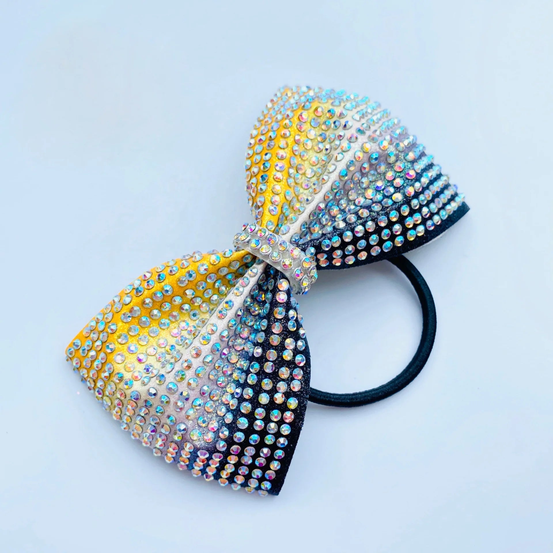 HIgh Quality Customized Design Cheerleading Hair Bows OEM Design PU Cheer Bows Competition Bow Full Rhinestones
