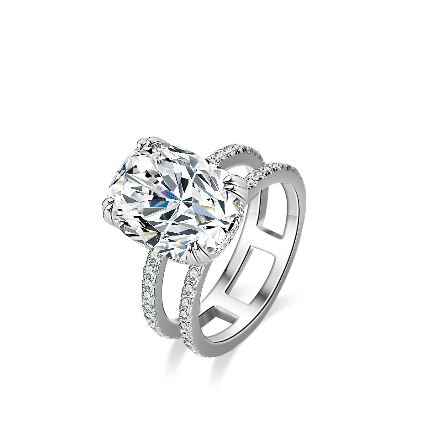 Fine Jewelry Fashion 5ct Cushion S925 Sterling Silver Engagement Women's Wedding Rings White Gold VVS1 Moissanite Rings
