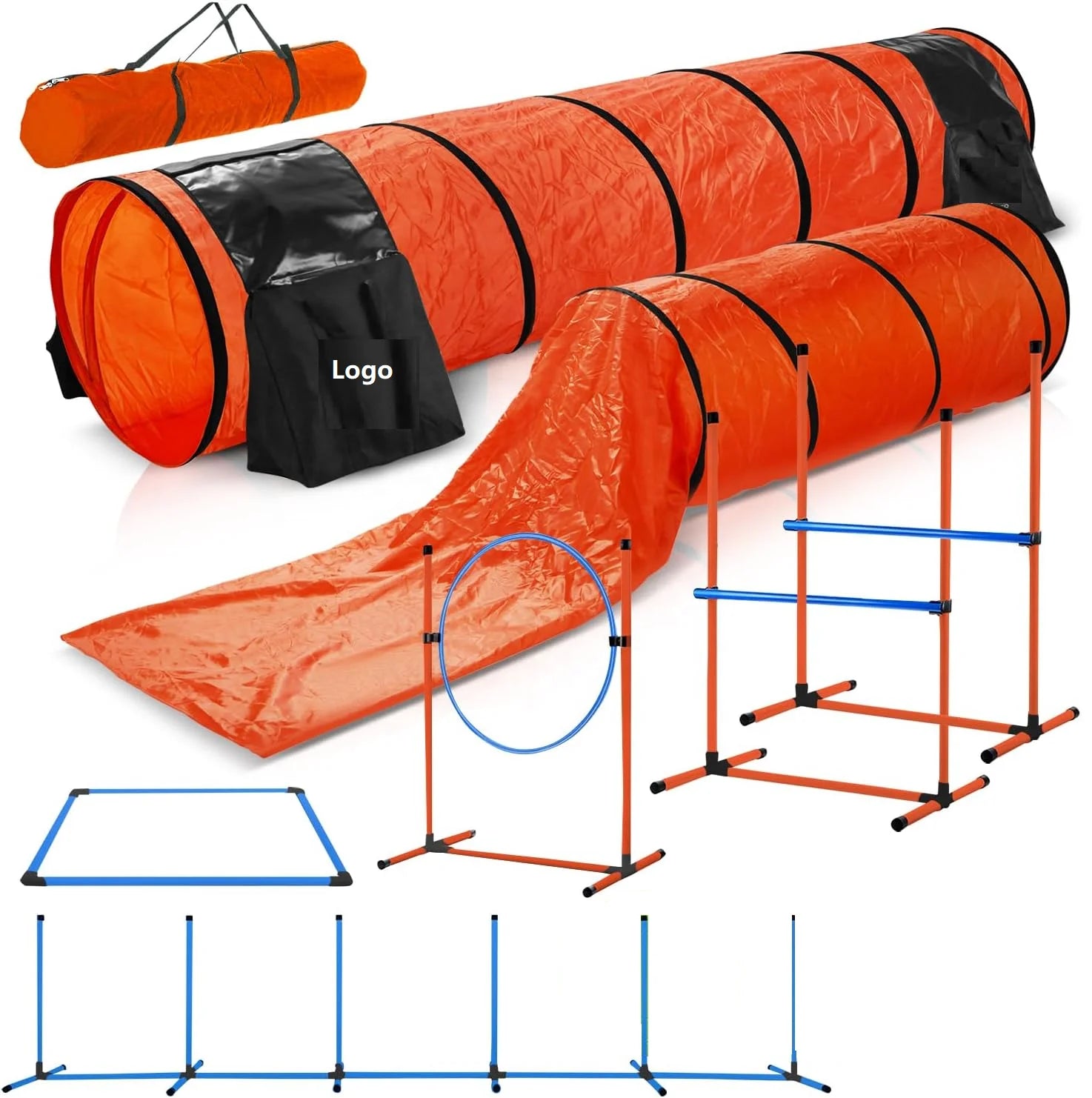 USMILEPET Dog Agility Training Equipment Kit Plastic Tunnel Poles and Hurdles for Exercise for Dog Agility Courses