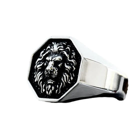 Wholesale Hot Selling Unique Men's Stainless Steel Lion Head Ring Titanium Steel Signet Finger Ring Fo Dad Boyfriend Gift