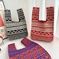 Landfond Accessory Women's Tote Aesthetic Crocheted Bags Shoulder Tote Bag for School Handbag
