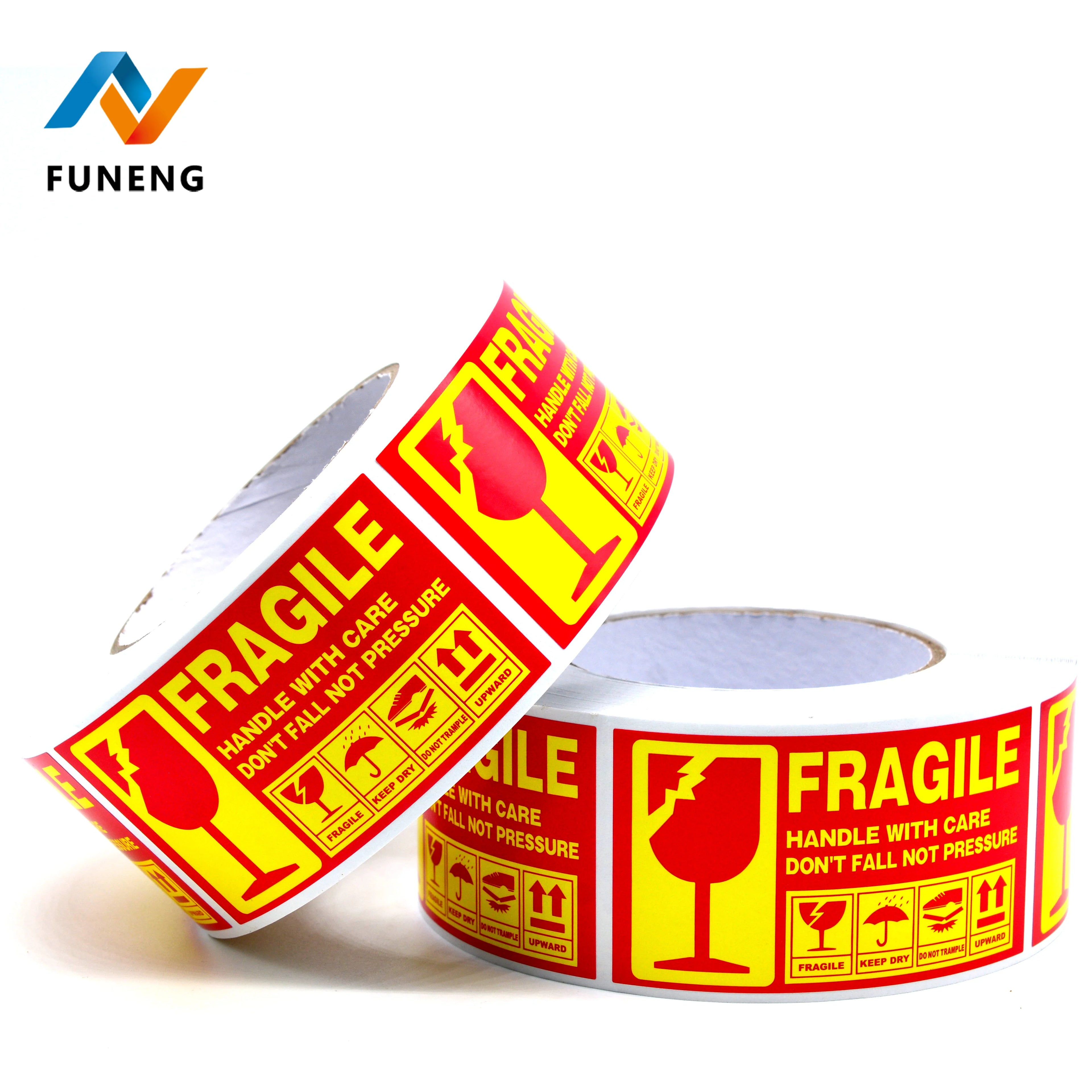 Cheap Wholesale Fragile Warning Label Stickers Waterproof Strong Stick Express Packaging Warning Stickers Roll