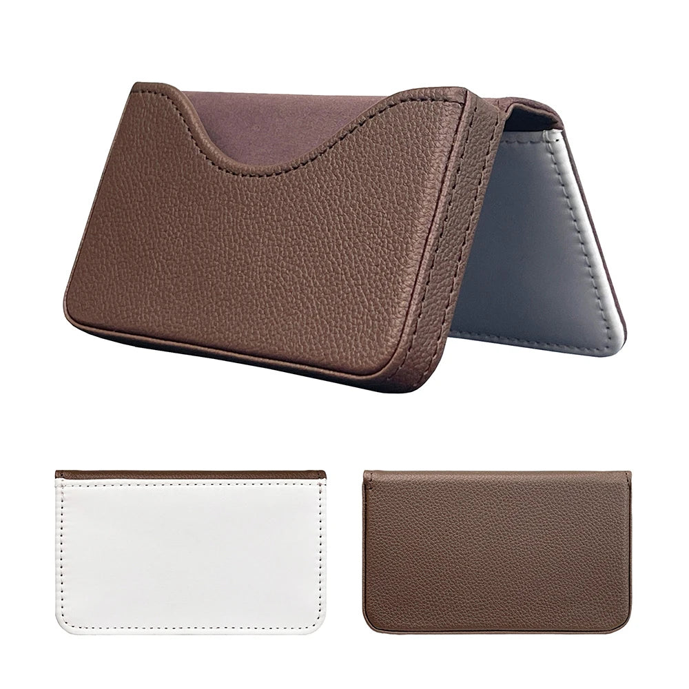 DIY Business ID Credit Card Case Holder Men Gifts Pocket Wallet Women Name Card Case White Black Leather Sublimation Wallet