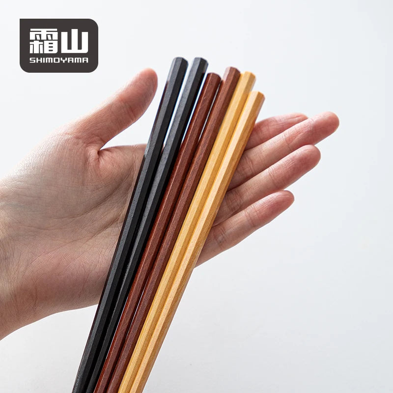 SHIMOYAMA Natural Japanese Wood Handmade Chopsticks Reusable Octagonal Anti-Rolling Traditional Lacquer Art Wooden Chopsticks