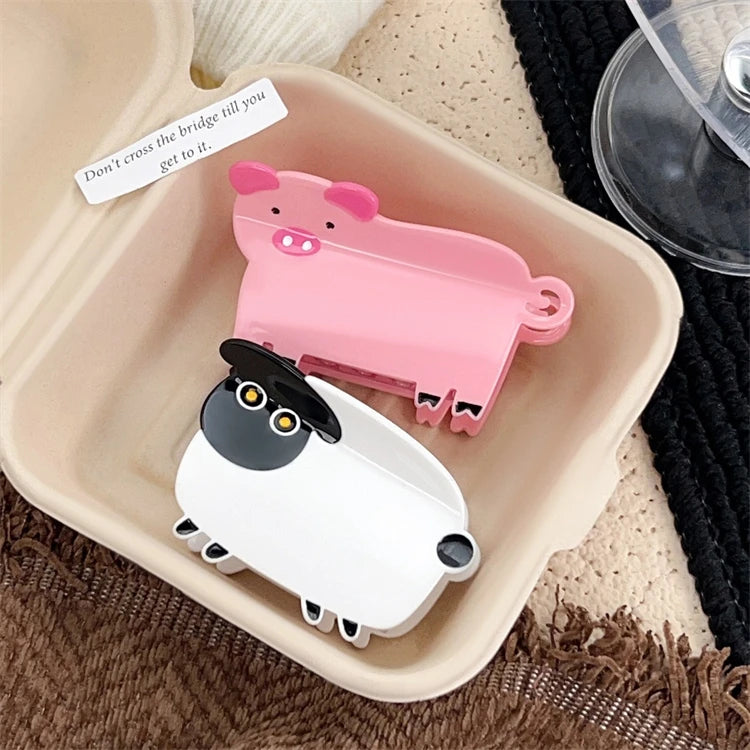 Wholesale Wasai SG0007-750 Women's Cute Cartoon Animal Sheep Pig Custom Acetate 9.5cm Hair Claw Clips for Valentine's Day