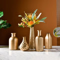 Modern Home Decor Electroplated Golden Vase Elegant Glass Small Gold Vases for Decorative