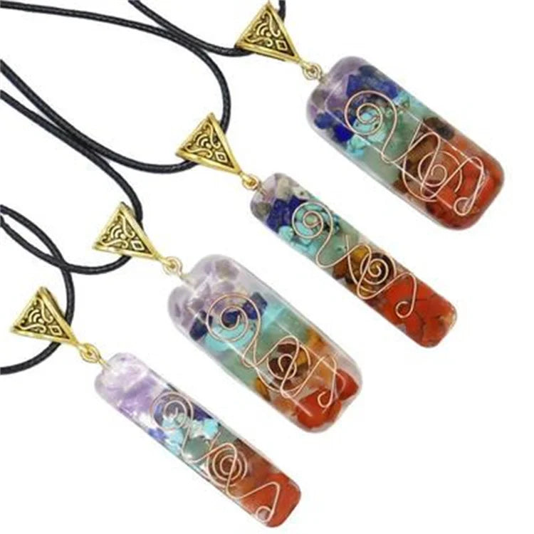 Hot Spiritual Healing Protection Positive Energy  Amethyst Crystal Necklace Seven Chakra Necklace Pendant for Women Men