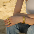 New Arrival INS Popular 18K Gold Plated Big Love Rings Jewelry Gift Stainless Steel Smooth Punk Heart Finger Ring
