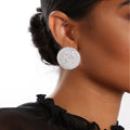 Fashionable and Simple Rhinestone Earrings for Women European and American Style Round Shape Light Luxury Versatile Full Diam