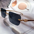 Fashion Vintage Mens Women Hip Hop Sunglasses Luxury Gold Rimless Shades Sunglasses Square
