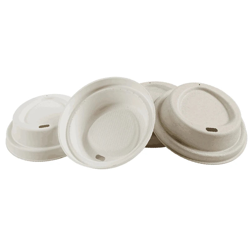Warmpack Eco Friendly Sugarcane Bagasse Cup Lid Compostable Disposable Coffee Cup Lid for Hot Drink Catering Wholesale