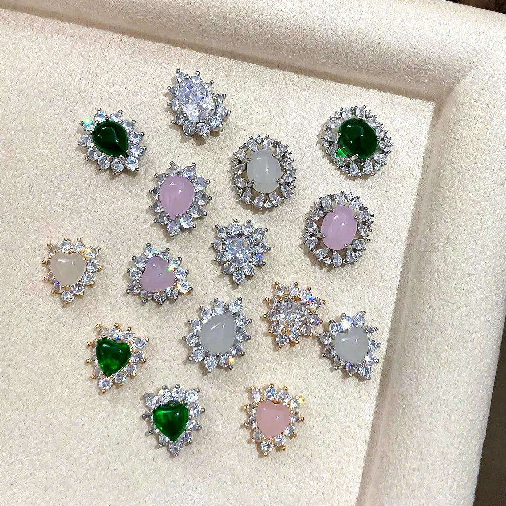 Wearing Nail Art Jewelry High-end Luxury Internet Celebrity 3D Zircon Sparkling Exquisite love Jade Droplet Diamond Jewelry