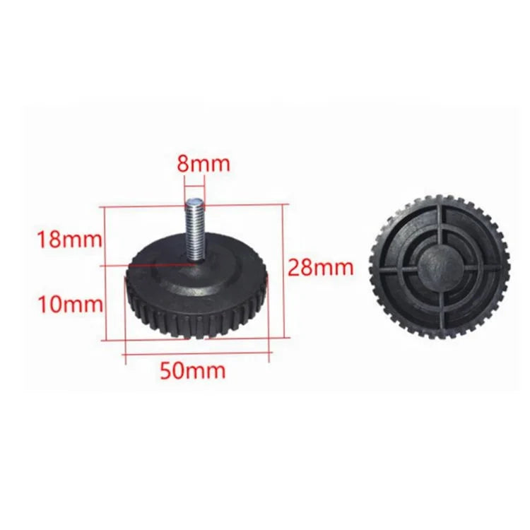Tulead M8 Thread Dia Plastic Feet Adjustable Felt Black Leveler Anti-Slip Leveling Fee