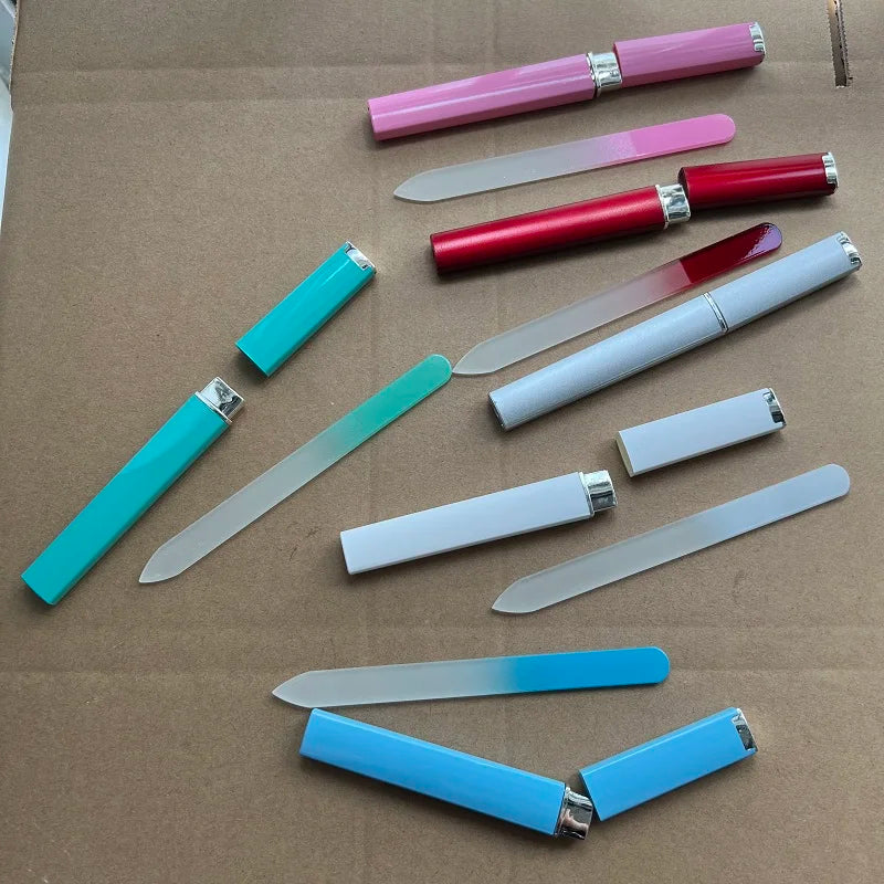 Premium Nail Filer Colorful Crystal Glass Nail File With Case for Natural Nails