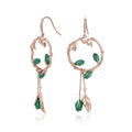YBO 925 Sterling Silver Fine Jewelry for Women Rose Gold Plating Natural Jade Chalcedony Flower Earrings Wedding Bramble Rattan