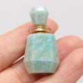 HZ Natural Crystal Healing Stones Essential oil Bottle Pendant Amazonite Crystal Perfume Bottle Necklace