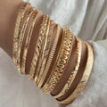 10pcs Fashion Personalized Gold Plated Multi-layered Bangles Bamboo Wave Twist Design Bracelet Set for Women Fashion Jewelry