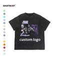 Custom Logo Graphic Men Printing Plain Oversized Hip Hop 100% Cotton Vintage Acid Wash T Shirt